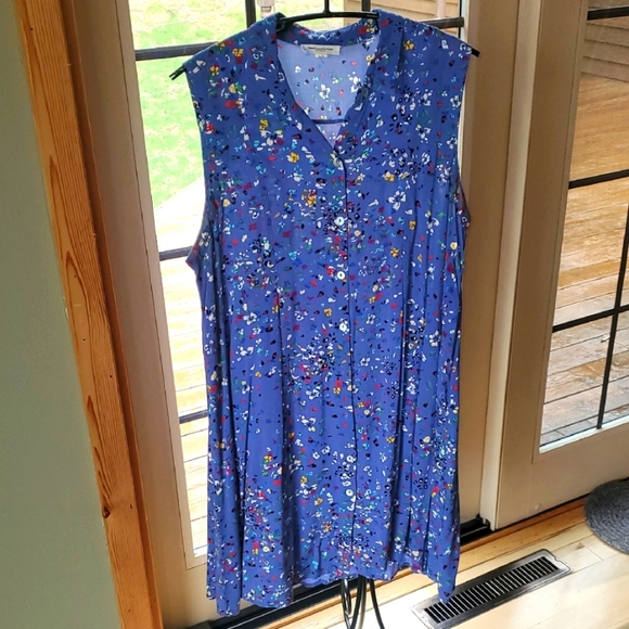 Beach Lunch Lounge Collection Lilac Floral Sleeveless Button Down Sz. L Dress - Picture 1 of 10